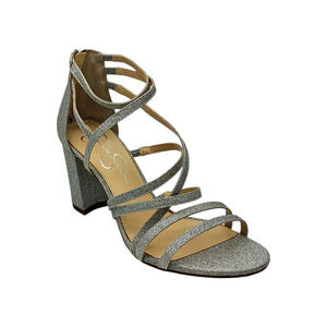 Jessica Simpson Women's Stassey Strappy Block Heel Sandals Silver - Medium